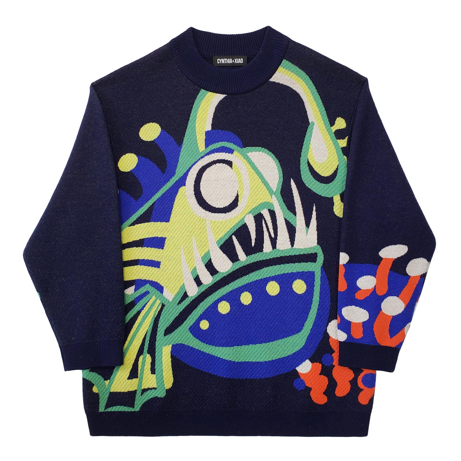 anglerfish oversize knit sweater by CYNTHIA AND XIAO