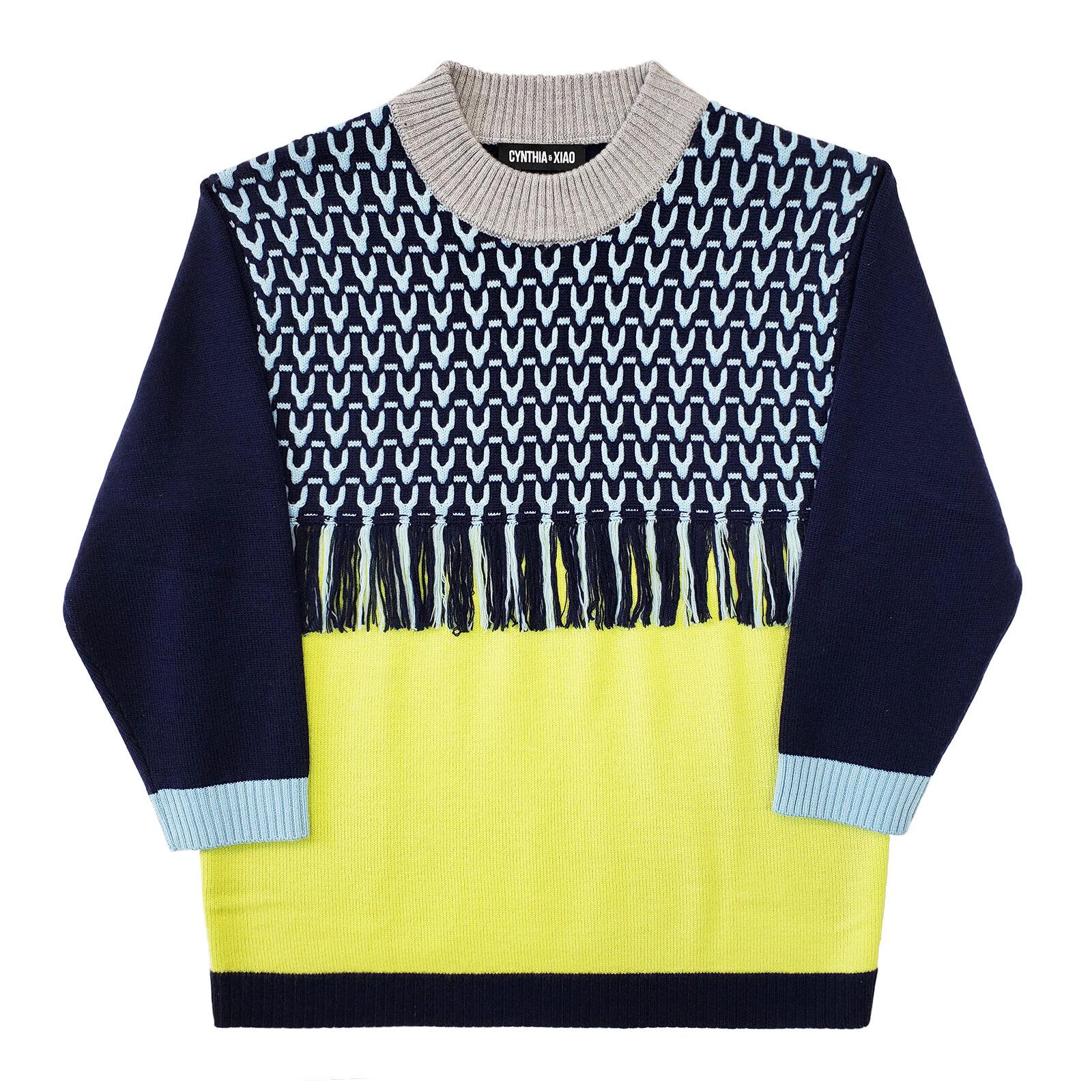 navy cable oversize knit top knit sweater by CYNTHIA AND XIAO