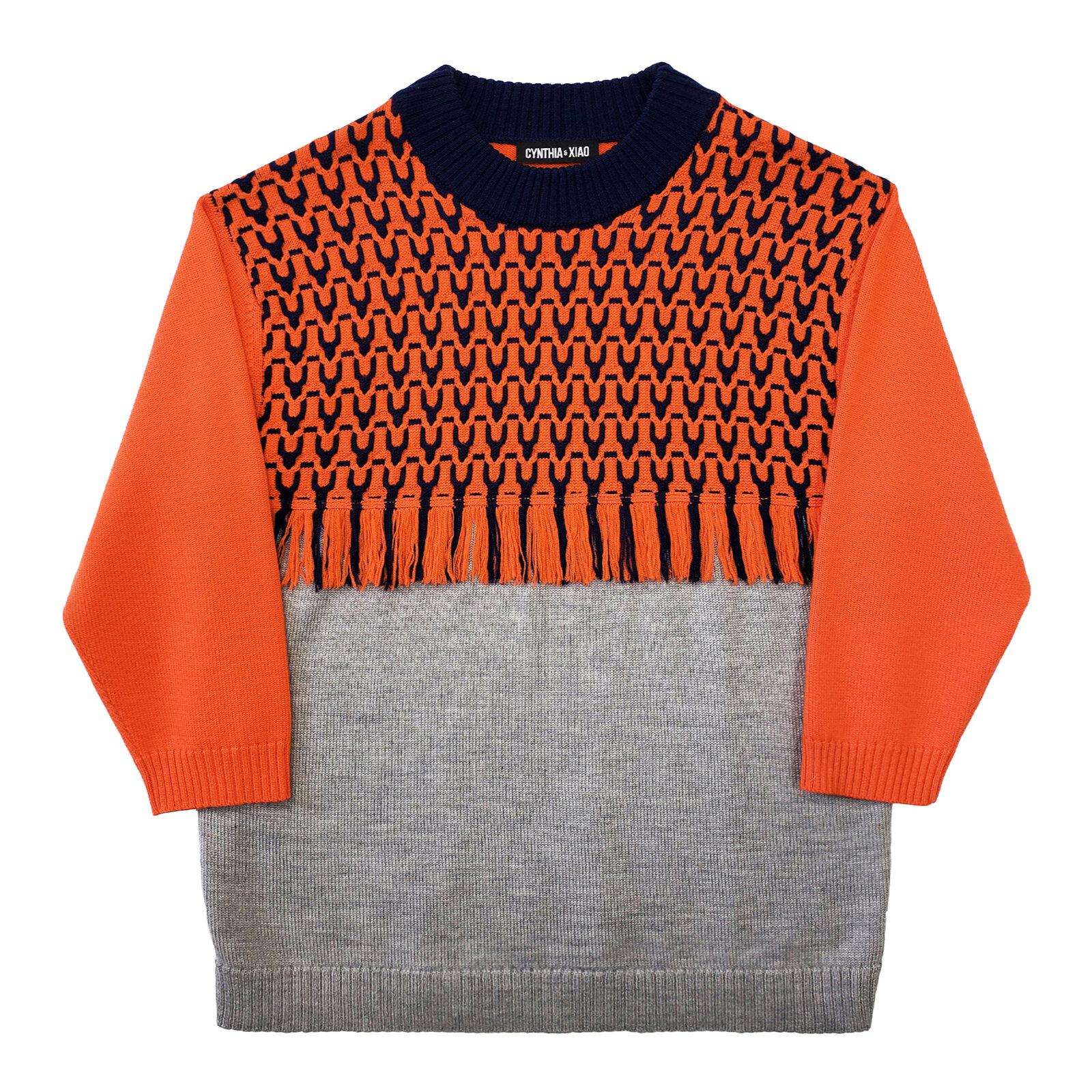 orange cable oversize knit top knit sweater by CYNTHIA AND XIAO