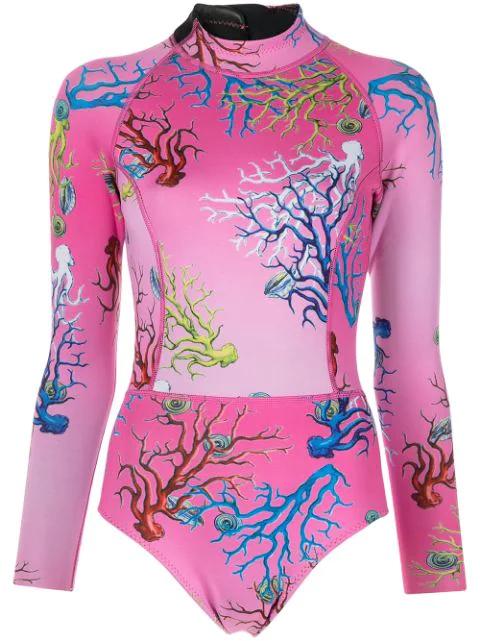coral-print wetsuit by CYNTHIA ROWLEY