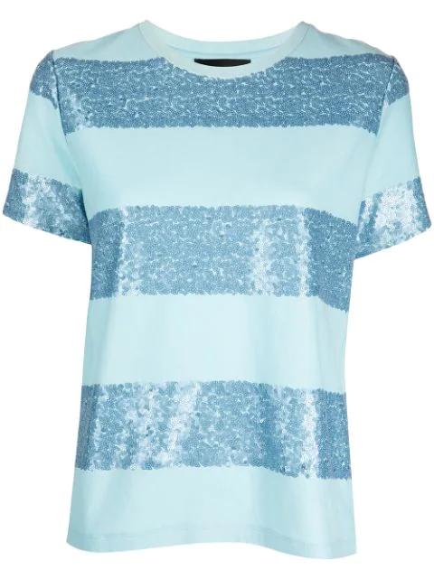 sequinned stripe cotton T-shirt by CYNTHIA ROWLEY