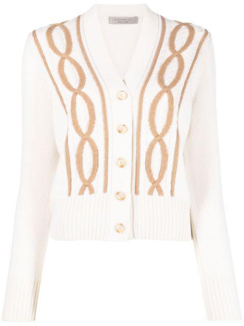 cable-knit v-neck cardigan by D.EXTERIOR