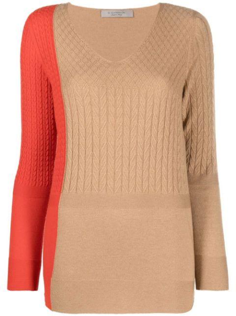 colour-block cable-knit jumper by D.EXTERIOR