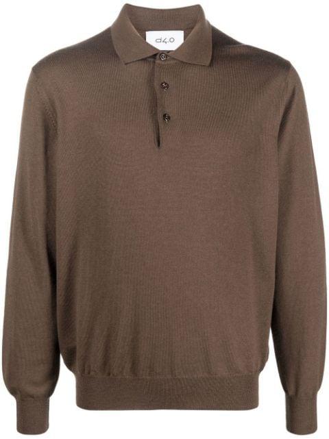 fine-knit long-sleeve polo shirt by D4.0