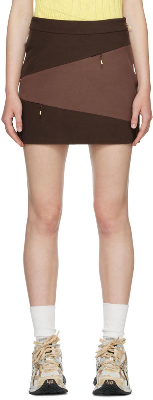 Brown Cotton Mini Skirt by DANIELLE CATHARI