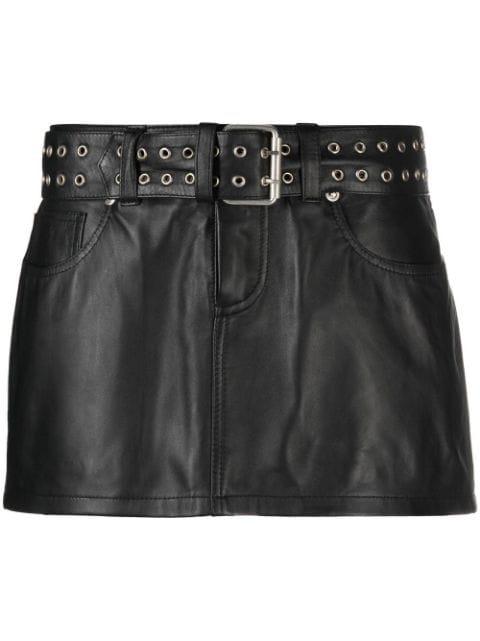 belted leather mini skirt by DANIELLE GUIZIO