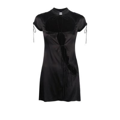black Cutout silk mini dress by DANIELLE GUIZIO