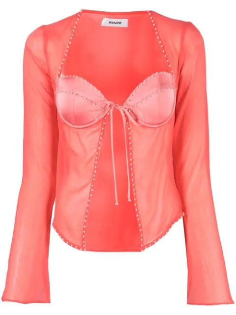 embellished self-tie open-front blouse by DANIELLE GUIZIO