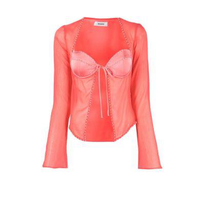 pink embellished open-front blouse by DANIELLE GUIZIO
