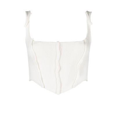 white seam knit corset top by DANIELLE GUIZIO