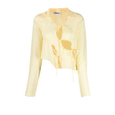 yellow cut-out chiffon blouse by DANIELLE GUIZIO