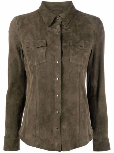 suede-leather slim-cut shirt by D'ANIELLO