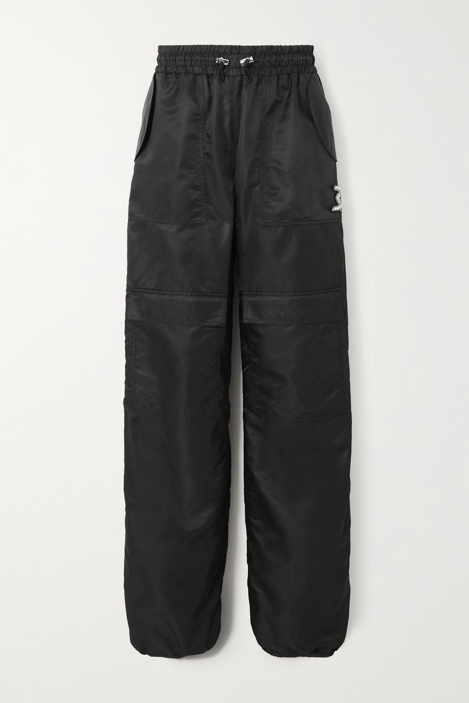 Crystal-embellished nylon wide-leg cargo pants by DAVID KOMA