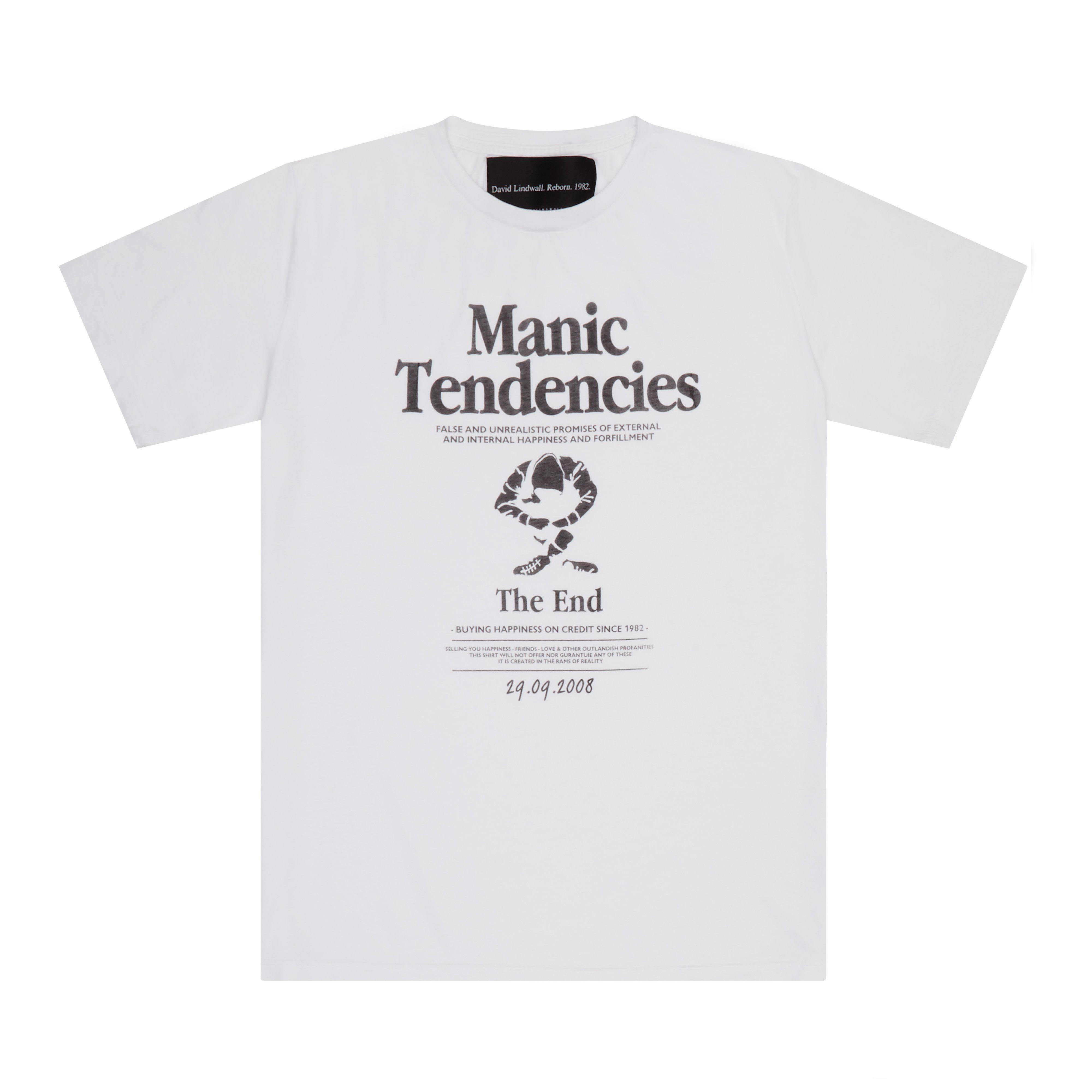 David Lindwall Manic Tendancies T-Shirt (White) by DAVID LINDWALL