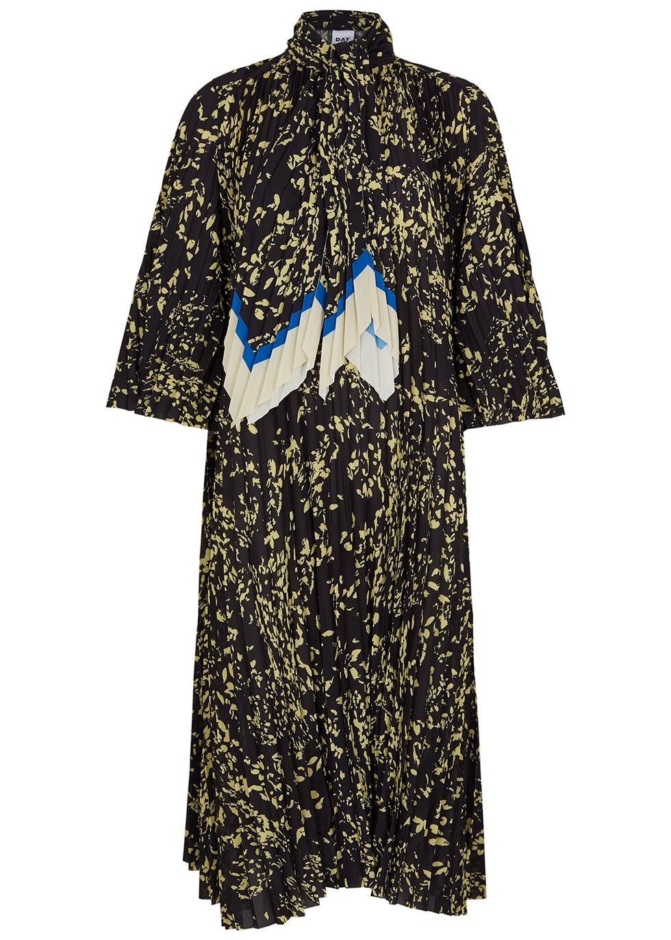 Caine printed pleated matte satin dress by DAY BIRGER ET MIKKELSEN