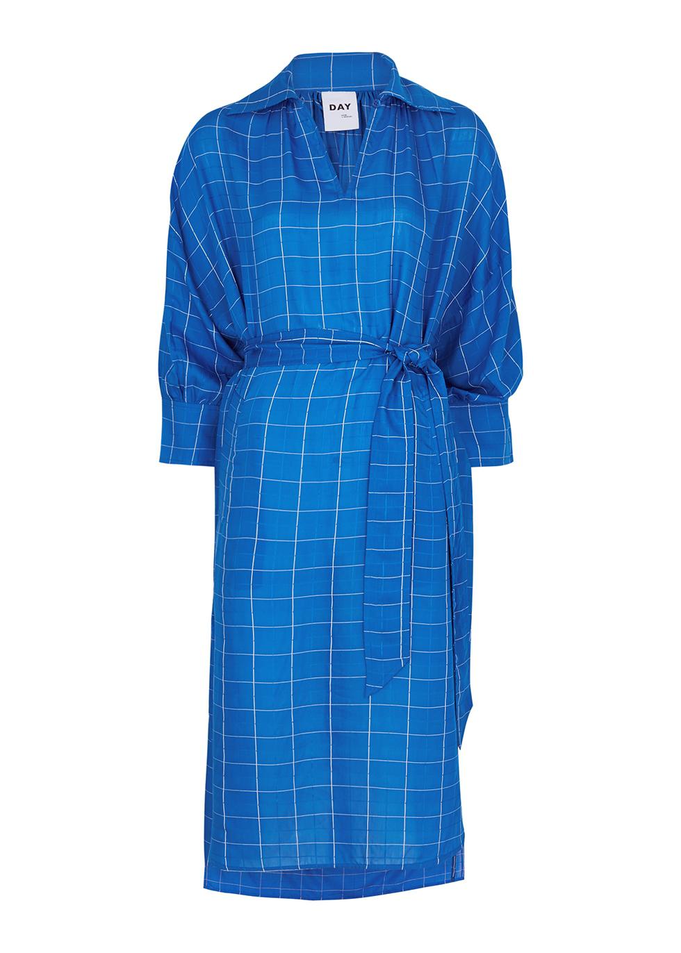 Colette blue checked woven midi dress by DAY BIRGER ET MIKKELSEN