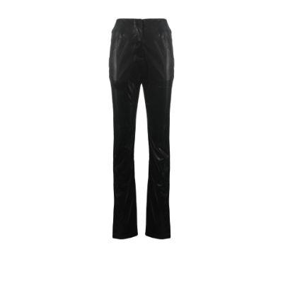 Black High Waist Front Slit Trousers by DE LA VALI