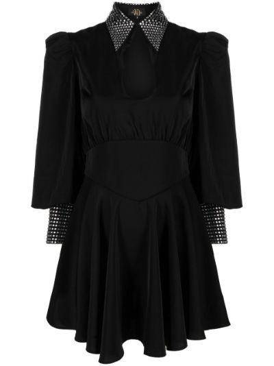 black Fleetwood embellished crêpe mini dress by DE LA VALI
