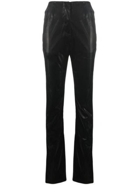 high-shine split-hem trousers by DE LA VALI