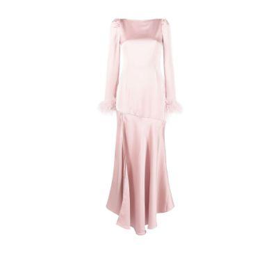 pink Tupelo feather trim midi dress by DE LA VALI