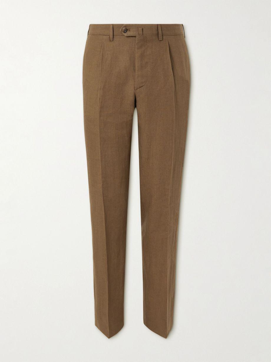 Straight-Leg Pleated Linen Suit Trousers by DE PETRILLO