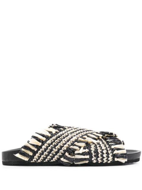 striped woven-raffia sandals by DE SIENA SHOES