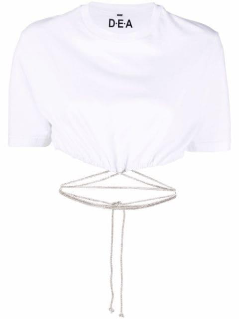 crystal-embellished cropped T-shirt by DEA