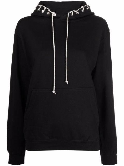 drawstring-detail cotton-blend hoodie by DEA