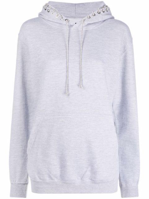 drawstring-detail cotton-blend hoodie by DEA