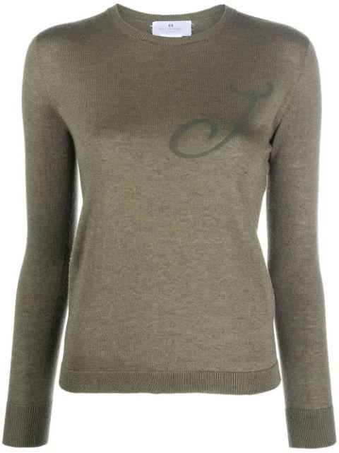 J initial-print knitted top by DEE OCLEPPO