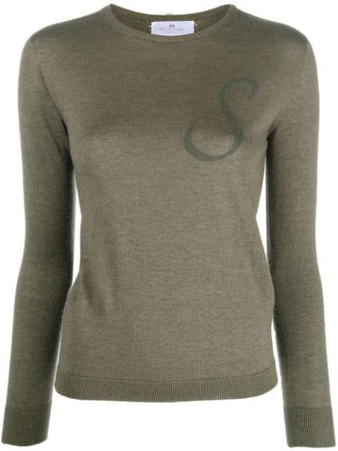 S initial-print knitted top by DEE OCLEPPO