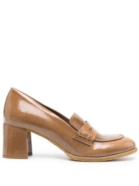 block-heel patent loafers by DEL CARLO
