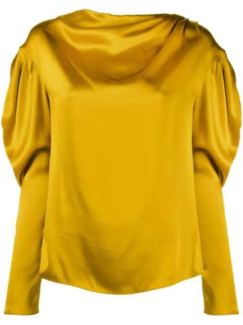 drop-shoulder silk blouse by DEL CORE