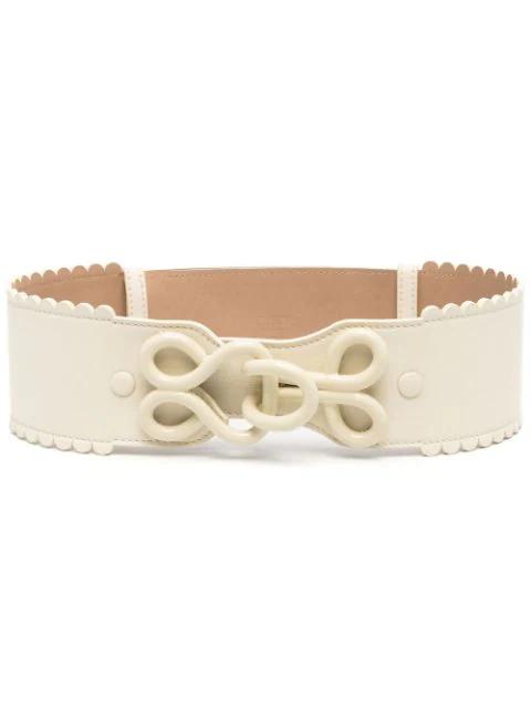 hook and eye-fastening leather belt by DEL CORE