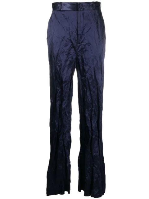 velvet-finish wide-leg trousers by DEL CORE