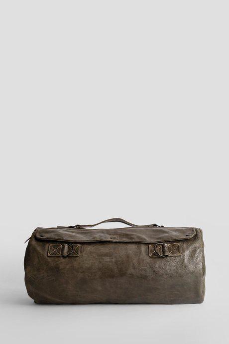 Khaki Green Babycalf Varnished Travel Bag by DELLE COSE