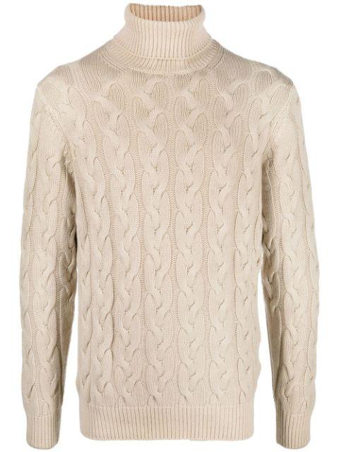 cable-knit roll neck jumper by DELL'OGLIO