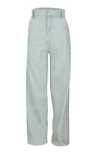 Stone Washed Denim Embroidered Trousers by DES_PHEMMES