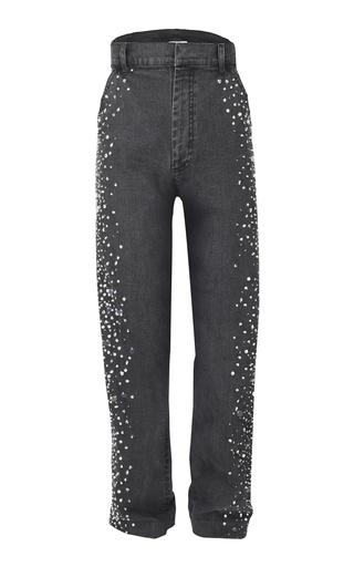 Stone Washed Denim Embroidered Trousers by DES_PHEMMES