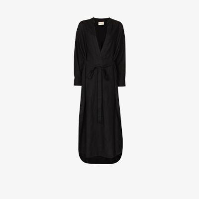 Black Lazio Linen Dress by DES SEN