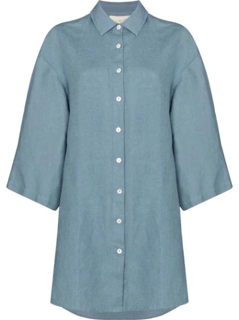 Maman Recline linen mini shirt dress by DES SEN
