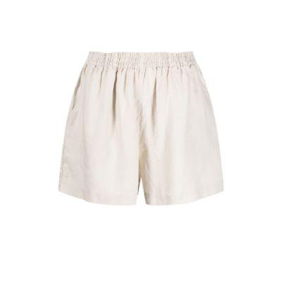 neutral straight-leg linen shorts by DES SEN
