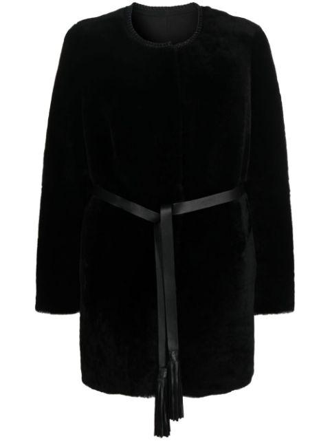 belted shearling coat by DESA 1972
