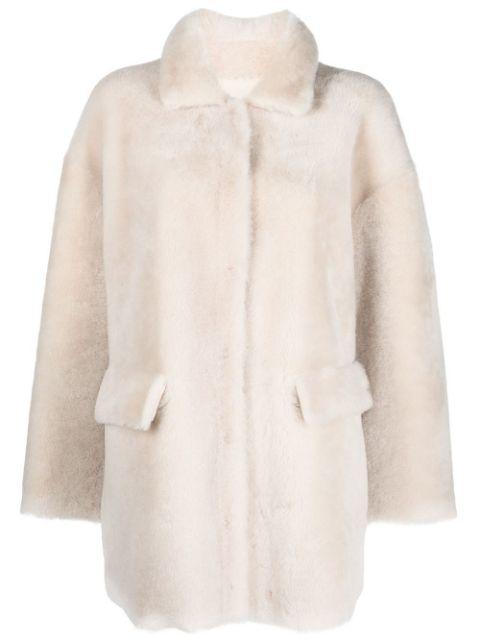 collared shearling coat by DESA 1972