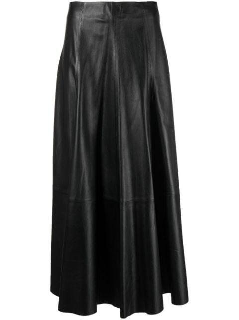flared leather maxi skirt by DESA 1972