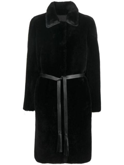 reversible belted shearling coat by DESA 1972