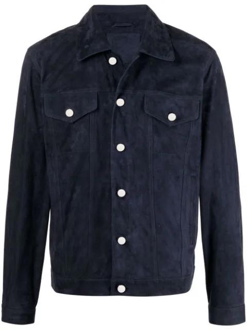 button-up suede shirt jacket by DESA COLLECTION