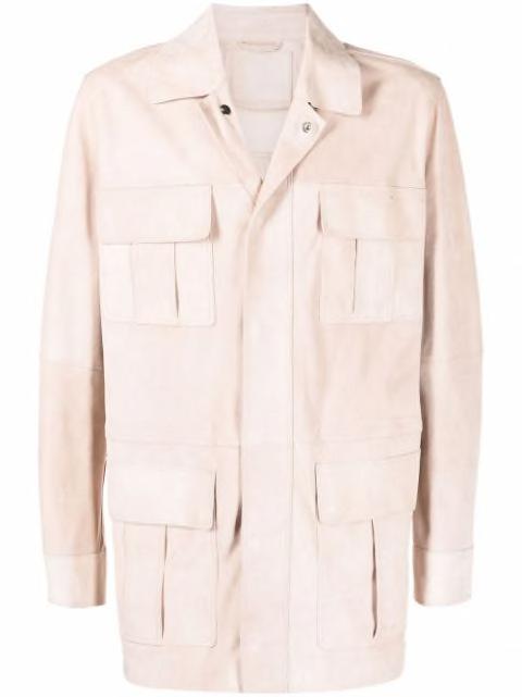multi-pocket suede coat by DESA COLLECTION