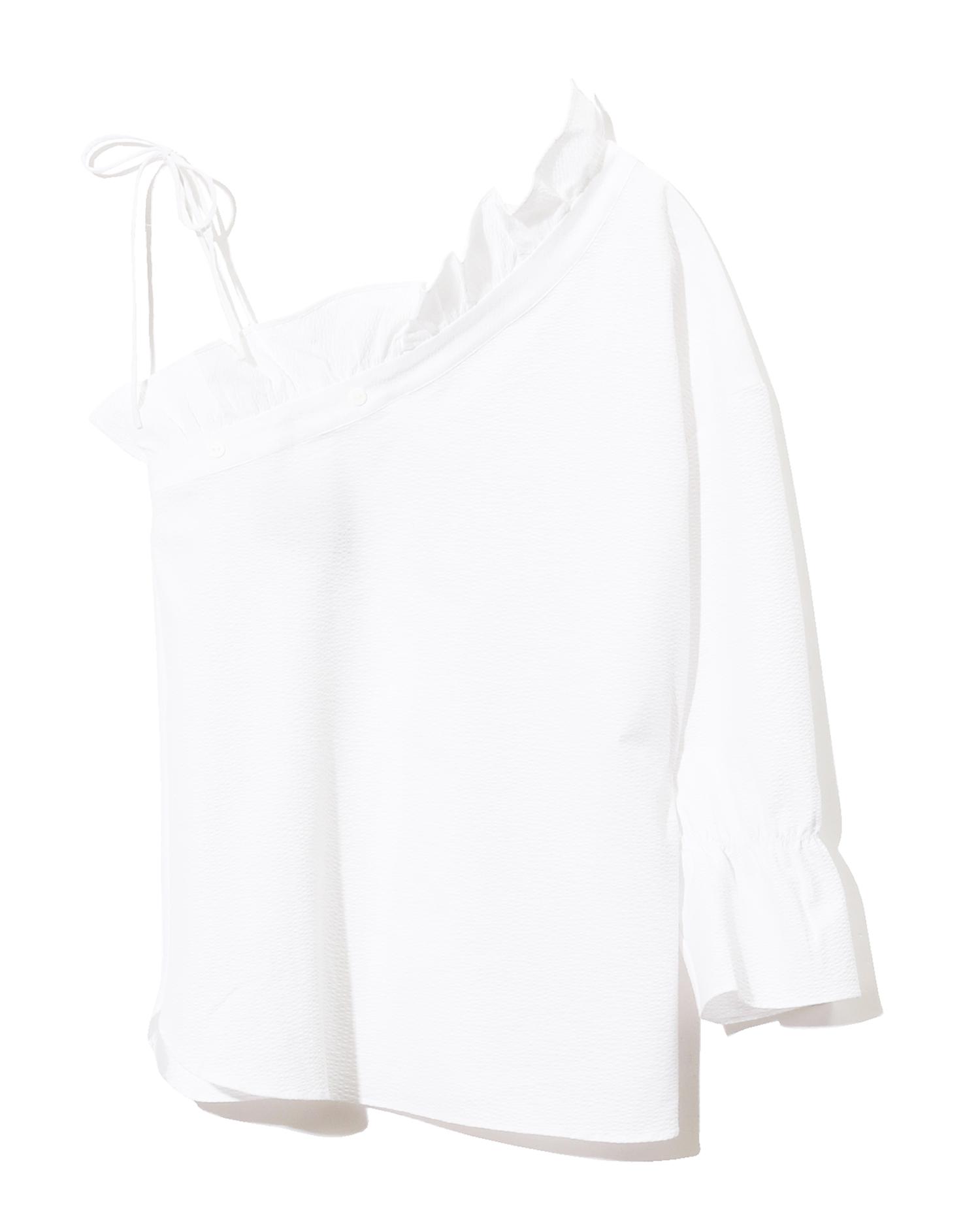 Ruffle trimmed one-shoulder blouse by DESIGNERS REMIX
