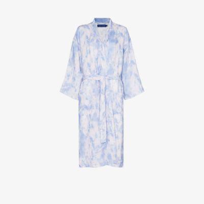Blue Summer Dusk Printed Linen Dressing Gown by DESMOND&DEMPSEY